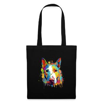 Buntes Bullterrier-Kunstdesign - Stoffbeutel - Schwarz - Vorne