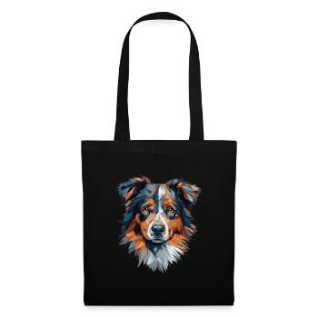 Buntes Kunstdesign für australische Schäferhunde - Stoffbeutel - Schwarz - Vorne