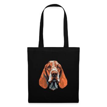 Buntes Basset-Hound-Kunstdesign - Stoffbeutel - Schwarz - Vorne
