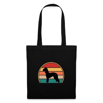 Bedlington Terrier Dog Silhouette Rétro Coucher de soleil - Sac en tissu - noir - Devant