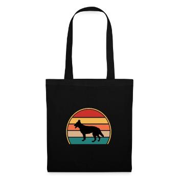 Berger Blanc Suisse Dog Silhouette Retro Sunset - Tote Bag - black - Front