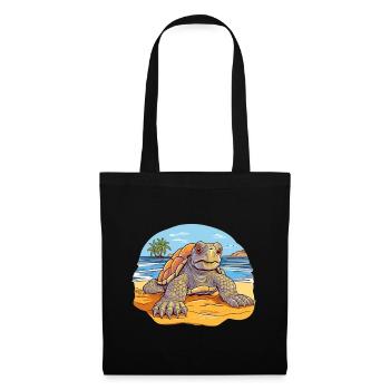 Tortue sur la plage Illustration - Sac en tissu - noir - Devant