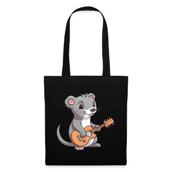 Cute mongoose playing guitar - Tote Bag - black - Front
