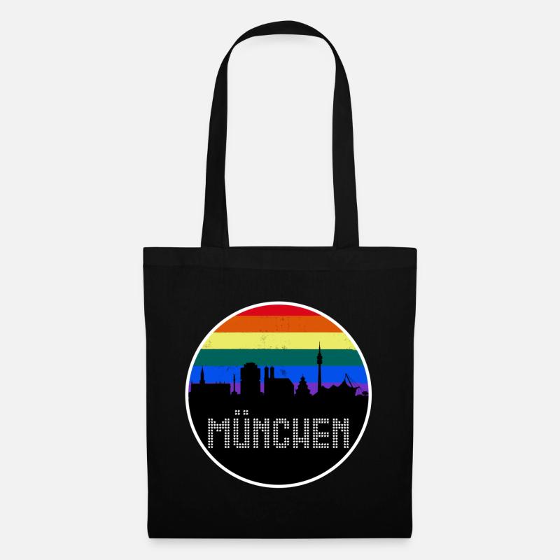 München Skyline Regenbogen - Stoffbeutel - Schwarz