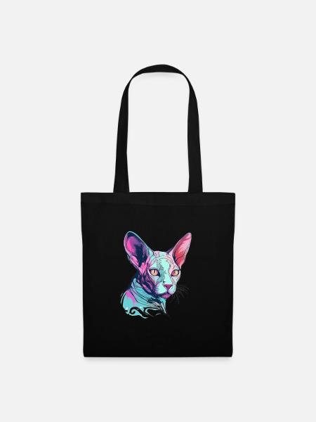 Bunte Sphynx-Katze - Stoffbeutel - Schwarz