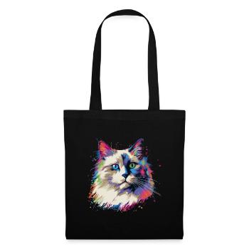 Bunte Ragdoll Katze - Stoffbeutel - Schwarz - Vorne