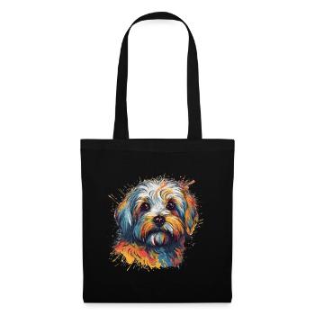 Chien havanais coloré - Sac en tissu - noir - Devant