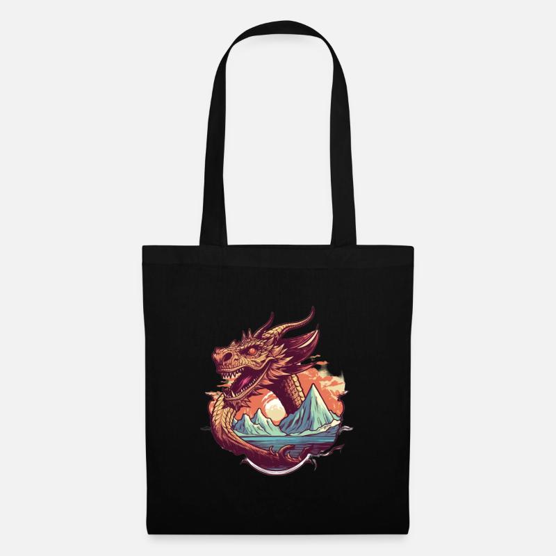 Legendary dragon dream with mountain panorama - Tote Bag - black