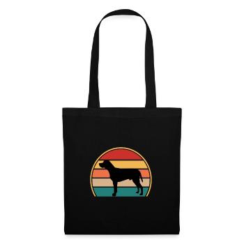 Braque du Bourbonnais Hund Silhouette Retro Sonnenuntergang - Stoffbeutel - Schwarz - Vorne