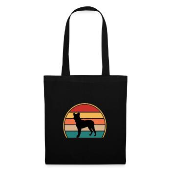 Cao Fila De Seo Miguel Dog Silhouette Retro Sunset - Sac en tissu - noir - Devant