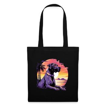 Grand-danois coloré avec des lunettes de soleil - Sac en tissu - noir - Devant