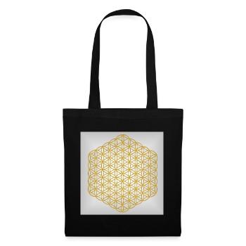 Blume des Lebens gold - 5. Dimension - Stoffbeutel - Schwarz - Vorne