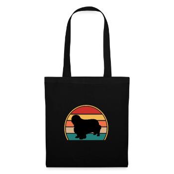 Clumber Spaniel Hund Liebe Silhouette Vintage Sonnenuntergang - Stoffbeutel - Schwarz - Vorne