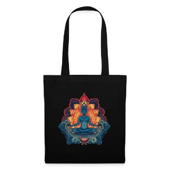 Motif coloré de Buddha Yoga avec ornements - Sac en tissu - noir - Devant