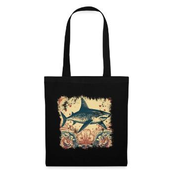 Cool retro shark with 50s patterns - Tote Bag - black - Front