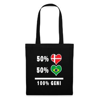 Brésil et Danemark 100% drapeau de génie - Sac en tissu - noir - Devant