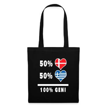 Grèce et Danemark 100% drapeau de génie - Sac en tissu - noir - Devant