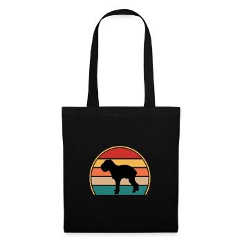 Griffon Bruxellois Dog Silhouette Retro Sunset - Sac en tissu - noir - Devant
