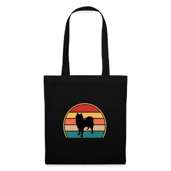 Husky Dog Silhouette Vintage Sonnenuntergang für Hundeliebhaber - Stoffbeutel - Schwarz - Vorne