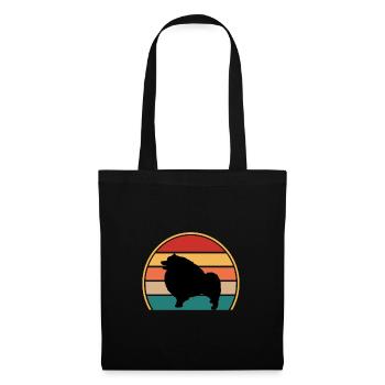 Keeshond Dog Lover Silhouette Vintage Sunset - Tote Bag - black - Front