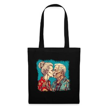 Embrasser le meilleur couple Ager avec des chemises hawaïennes - Sac en tissu - noir - Devant