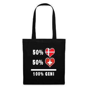 Switzerland and Denmark 100% genius flag - Tote Bag - black - Front