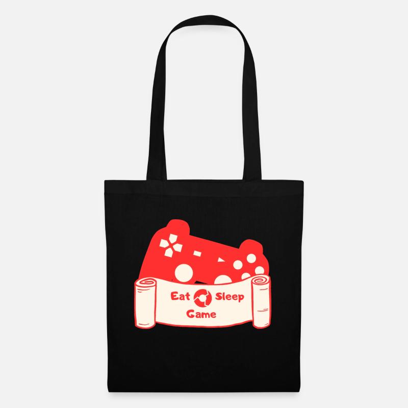 Eat Sleep Game and Repeat - Rot/Beige - Stoffbeutel - Schwarz