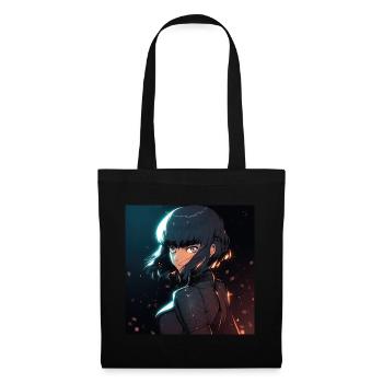 Cybernetic Enigma: Mysterious Anime-Style Woman - Tote Bag - black - Front