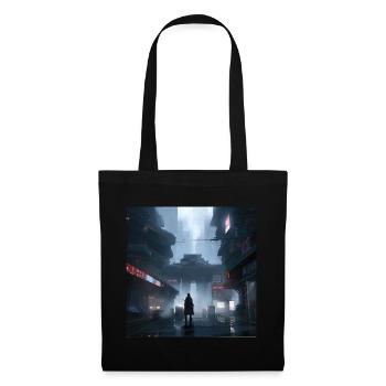 Shadow Ronin: Samurai Silhouette in a Rainy - Tote Bag - black - Front