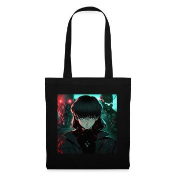 Dystopian Damsel: Anime-Style Woman in Black - Tote Bag - black - Front