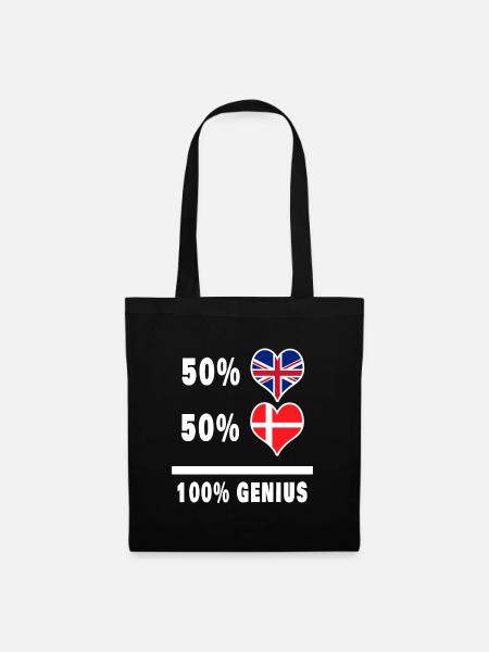 Dänemark und Großbritannien 100% Genius Flagge - Stoffbeutel - Schwarz