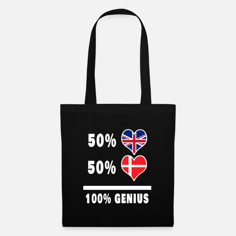 Dänemark und Großbritannien 100% Genius Flagge - Stoffbeutel - Schwarz