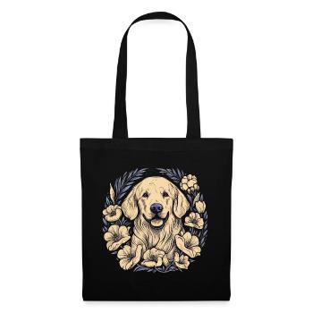 Un Golden Retriever entouré de lys - Sac en tissu - noir - Devant