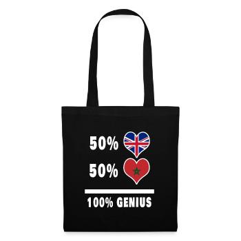 Marokko und Großbritannien 100% Genius Flagge - Stoffbeutel - Schwarz - Vorne