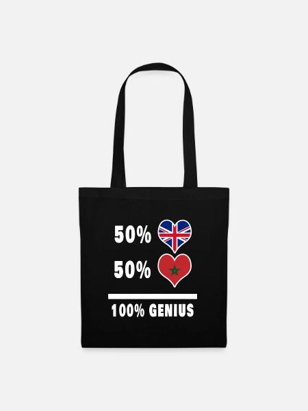 Marokko und Großbritannien 100% Genius Flagge - Stoffbeutel - Schwarz