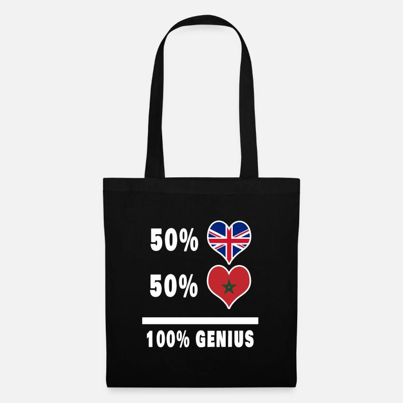 Marokko und Großbritannien 100% Genius Flagge - Stoffbeutel - Schwarz