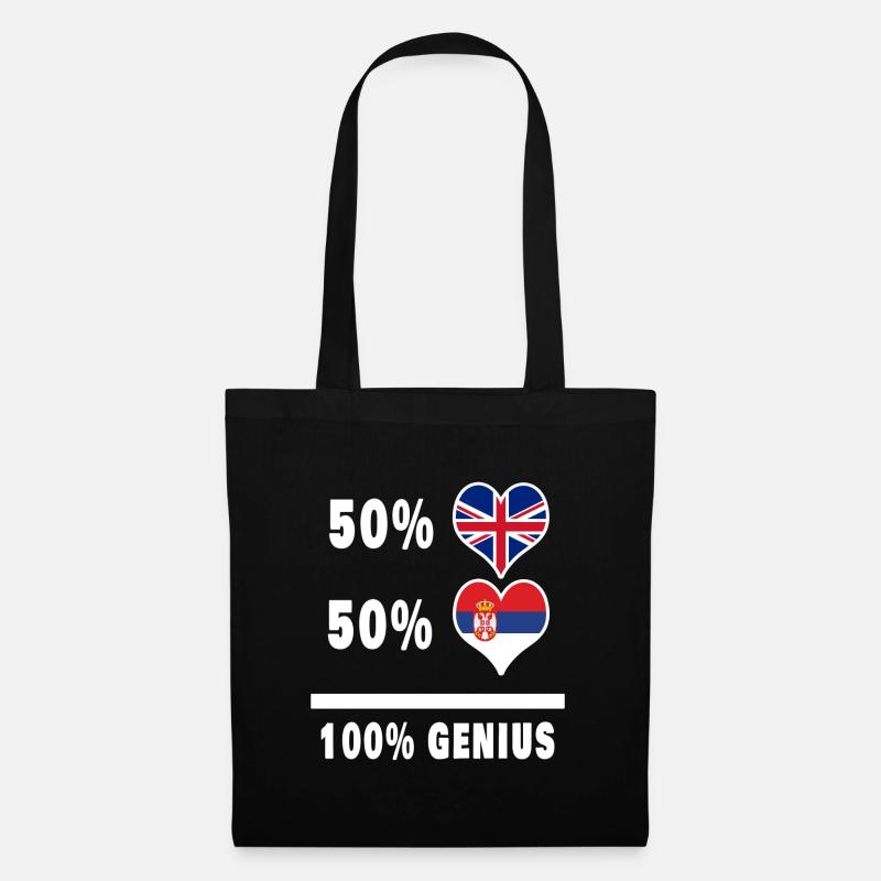 Serbien und Großbritannien 100% Genius Flagge - Stoffbeutel - Schwarz