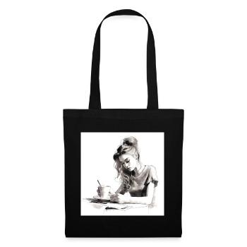 Serenity Brew: Captivating Watercolor of a Woman - Tote Bag - black - Front