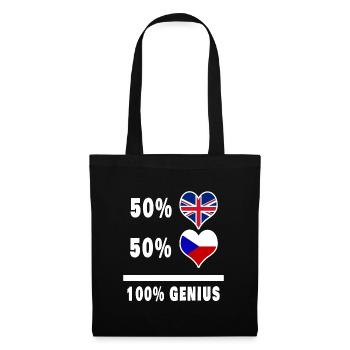 Tschechische Republik und Großbritannien 100% Genius Flagge - Stoffbeutel - Schwarz - Vorne