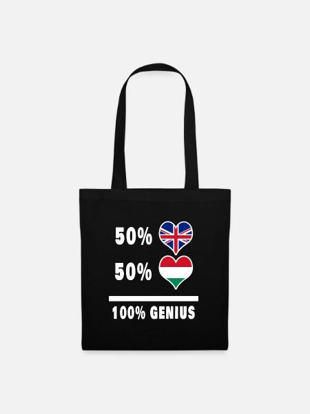 Ungarn und Großbritannien 100% Genius Flagge - Stoffbeutel - Schwarz