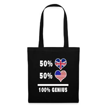 Drapeau 100% Genius des États-Unis et du Royaume-Uni - Sac en tissu - noir - Devant
