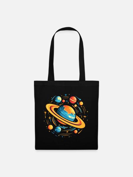 Weltraum-Galaxien-Planeten - Stoffbeutel - Schwarz