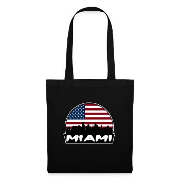 Miami, Florida, USA, Flagge, Skyline, Silhouette, Reisen - Stoffbeutel - Schwarz - Vorne