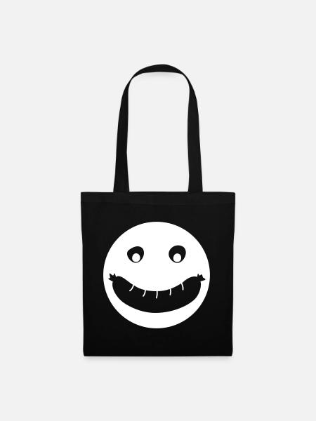 Grillen Monster Bratwurst Fan Camping Smiley Hobby - Stoffbeutel - Schwarz