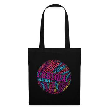 LGBTQIA+ T-Shirt Circle Word Cloud LGBT Gay Pride - Sac en tissu - noir - Devant