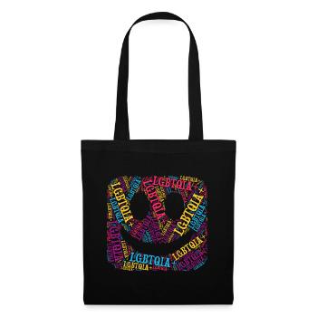 LGBTQIA+ T-shirt souriant Visage Nuage de mots Gay Pride - Sac en tissu - noir - Devant