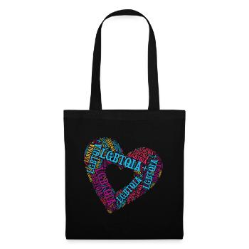 LGBTQIA+ Double Heart Word Cloud Gay Pride T-Shirt - Sac en tissu - noir - Devant