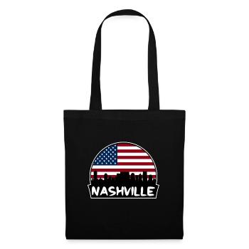 Nashville Tennessee USA Flagge Skyline Silhouette Tr - Stoffbeutel - Schwarz - Vorne