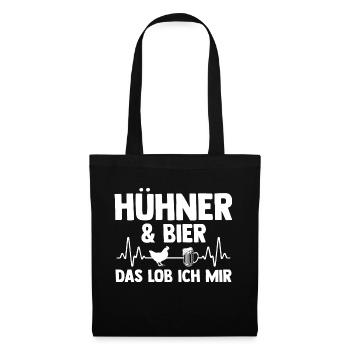 Huhn Landwirt Bauernhof Bier Hühner - Stoffbeutel - Schwarz - Vorne