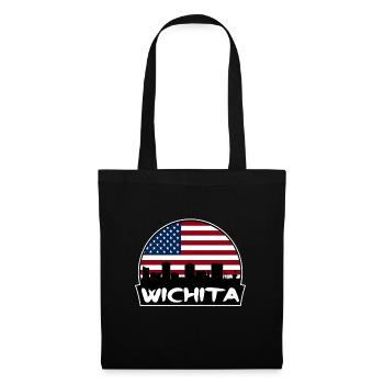 Wichita Kansas Usa Flag Skyline Silhouette Travel - Tote Bag - black - Front